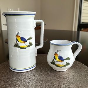 San Marciano Italy Bird Pitcher and Mug